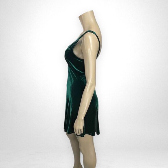 NWT Vintage 90s‎ Small VICTORIA'S SECRET Emerald Green Velvet Dress Sleeveless - Picture 2 of 8